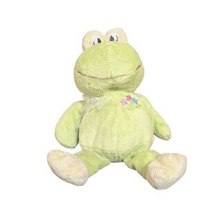 KellyToy plush Frog Toy With Embroidered Flowers stuffed animal toy green